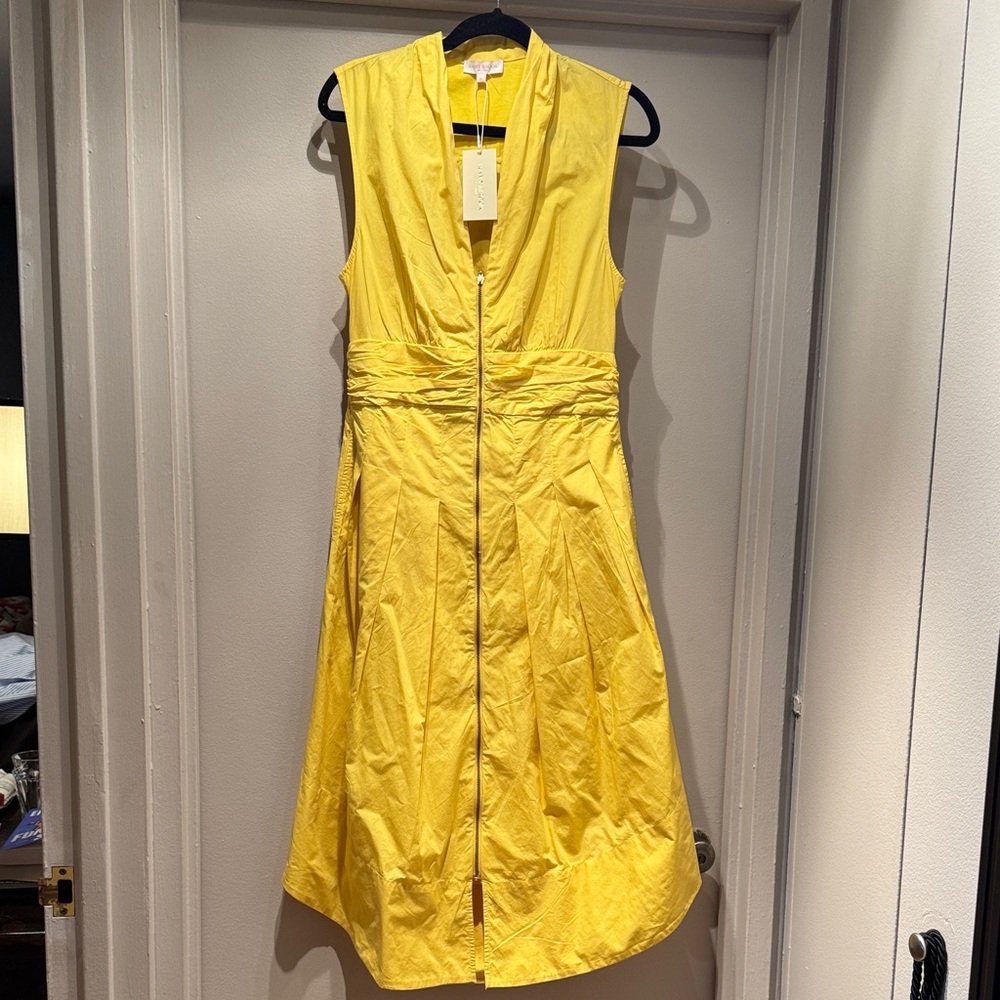 Ramy Brook Bright Yellow Sleeveless Zip-Front Midi Dress